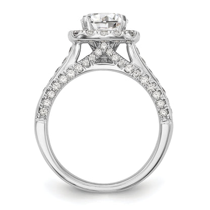 14K Weißgold Verlobungsring mit rundem simuliertem Diamanten und Halo