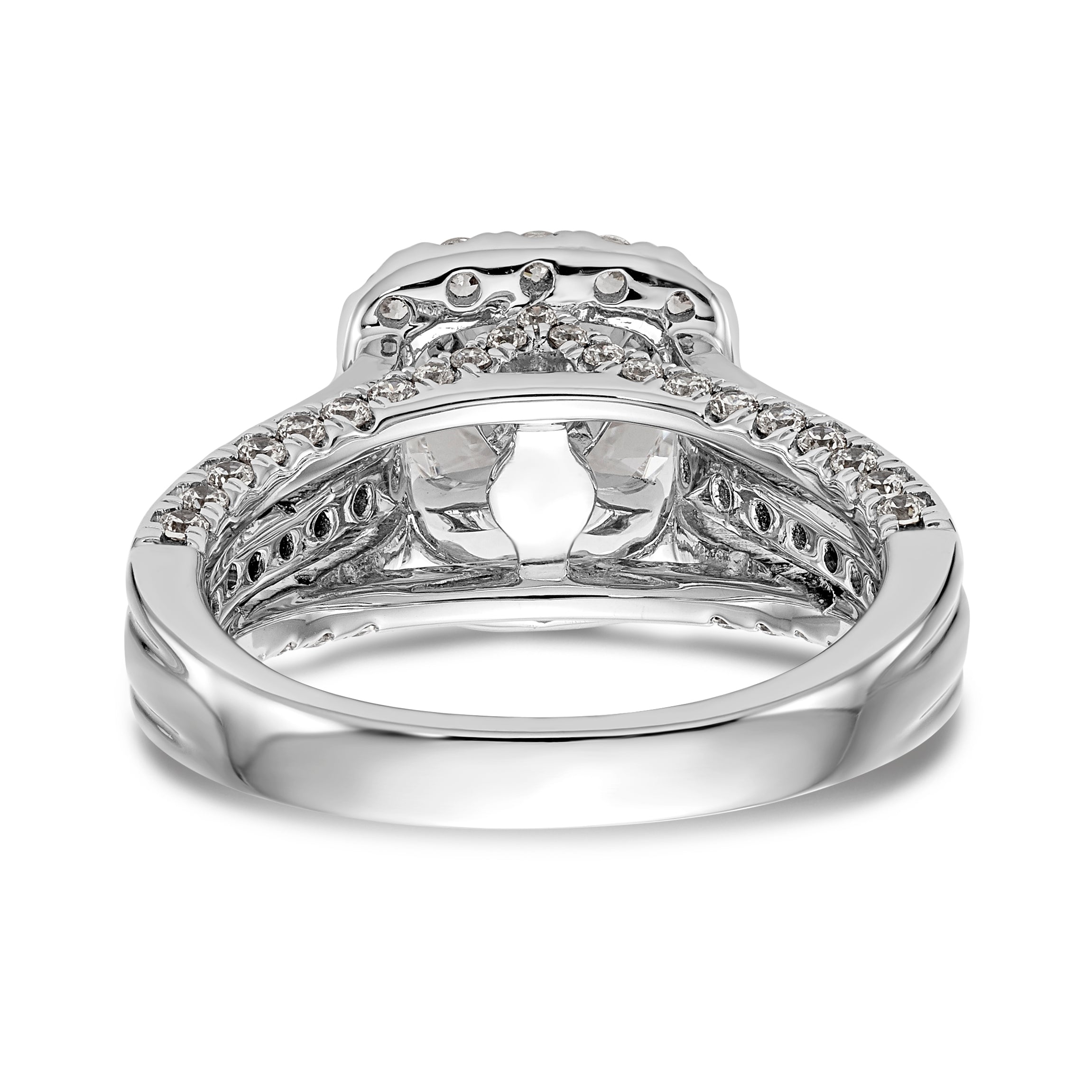 14K Weißgold Verlobungsring mit rundem simuliertem Diamanten und Halo