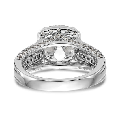 14K Weißgold Verlobungsring mit rundem simuliertem Diamanten und Halo