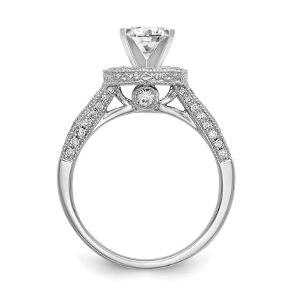 14K Weißgold Verlobungsring mit Halo und Diamant im Kissenschliff
