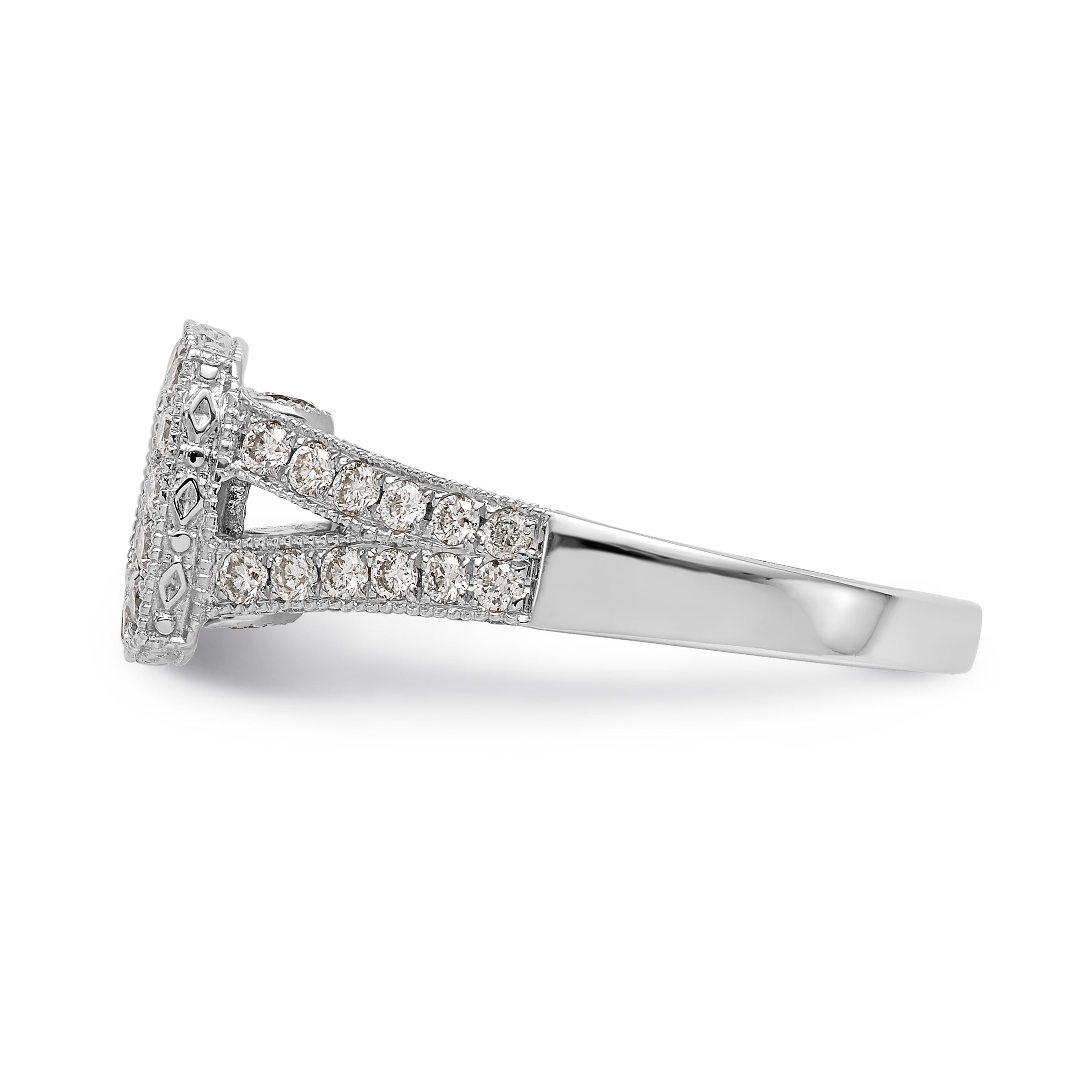 14K Weißgold Verlobungsring mit Halo und Diamant im Kissenschliff