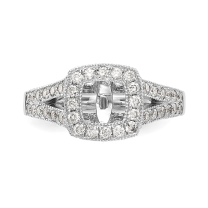 14K Weißgold Verlobungsring mit Halo und Diamant im Kissenschliff
