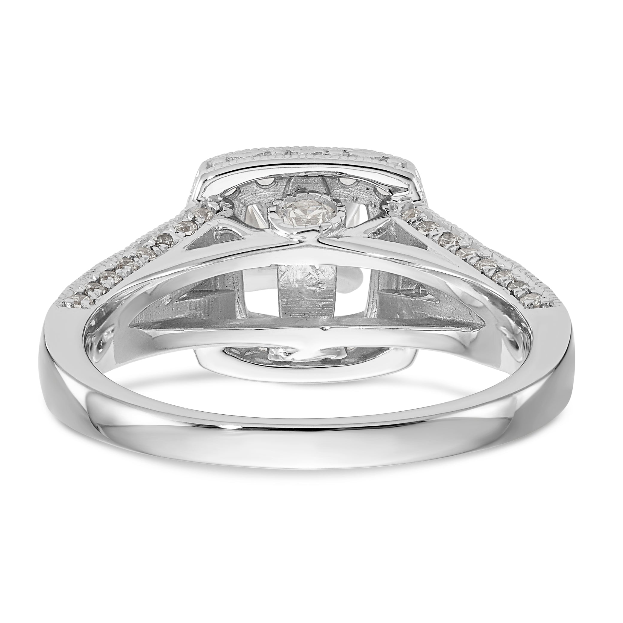14K Weißgold Verlobungsring mit Halo und Diamant im Kissenschliff