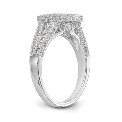 14K Weißgold Verlobungsring mit Halo und Diamant im Kissenschliff