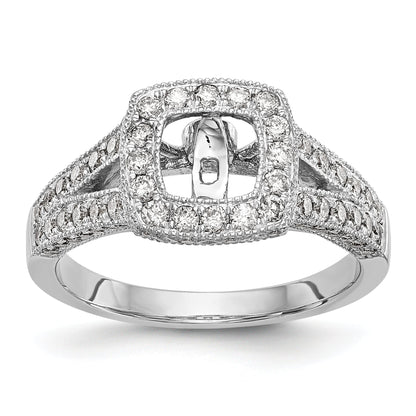 14K Weißgold Verlobungsring mit Halo und Diamant im Kissenschliff