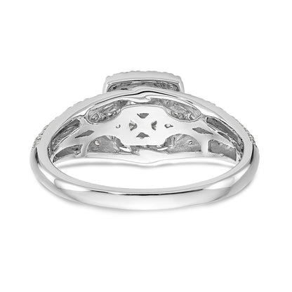 14K Weißgold Verlobungsring mit Kissenschliff-Halo aus simulierten Diamanten