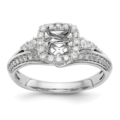 14K Weißgold Verlobungsring mit Kissenschliff-Halo aus simulierten Diamanten