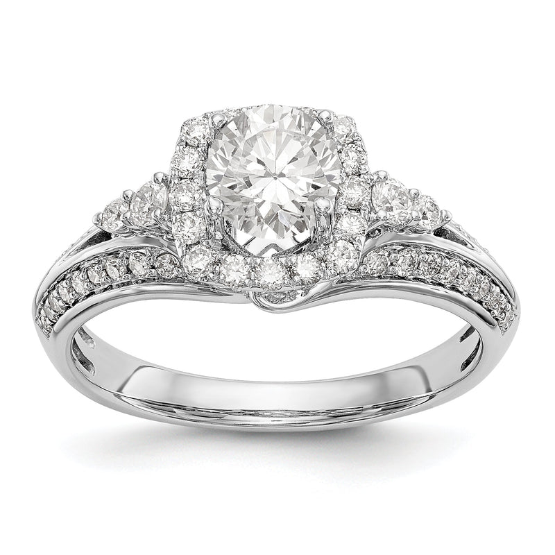 Verlobungsring mit Kissenschliff-Halo aus simulierten Diamanten in 14K Weißgold