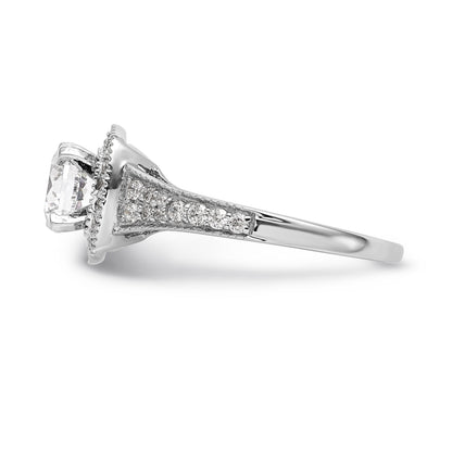 Verlobungsring mit Diamant-Simulanten-Halo in Kissenschliff aus 14K Weißgold