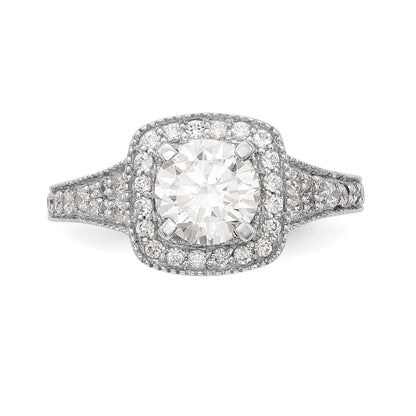 Verlobungsring mit Diamant-Simulanten-Halo in Kissenschliff aus 14K Weißgold