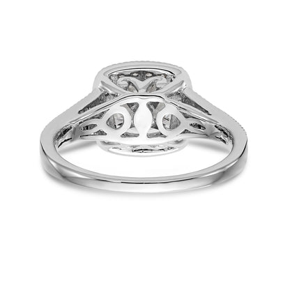 Verlobungsring mit Diamant-Simulanten-Halo in Kissenschliff aus 14K Weißgold