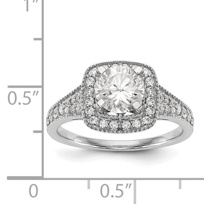 Verlobungsring mit Diamant-Simulanten-Halo in Kissenschliff aus 14K Weißgold