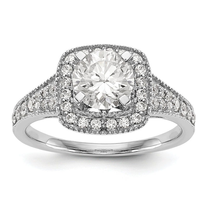 Verlobungsring mit Diamant-Halo in Kissenschliff aus 14K Weißgold