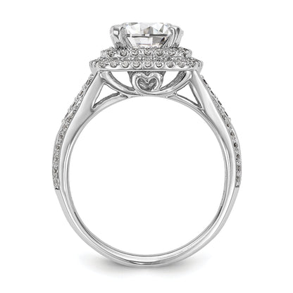 Verlobungsring aus 14K Weißgold mit imitiertem Diamanten im Kissenschliff, Halo und Krappenfassung