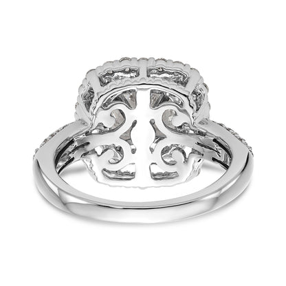 Verlobungsring aus 14K Weißgold mit Krappenfassung, Zirkonia und doppeltem Kissenschliff-Halo