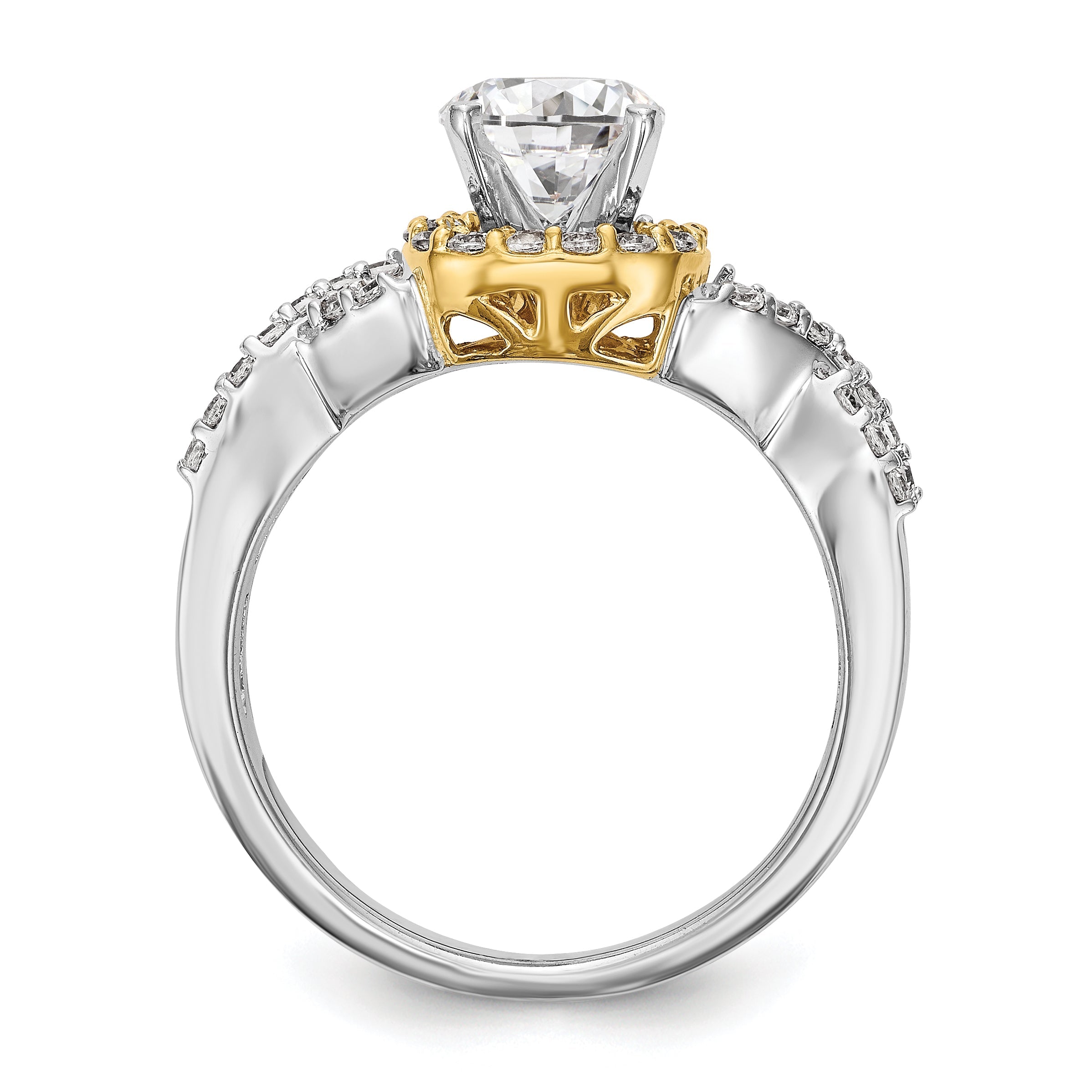 14K Verlobungsring im Halo-Design mit Zirkonia