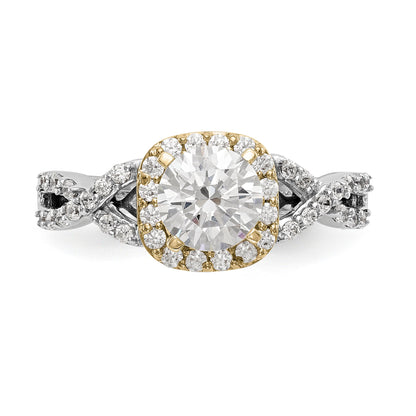 14K Verlobungsring im Halo-Design mit Zirkonia