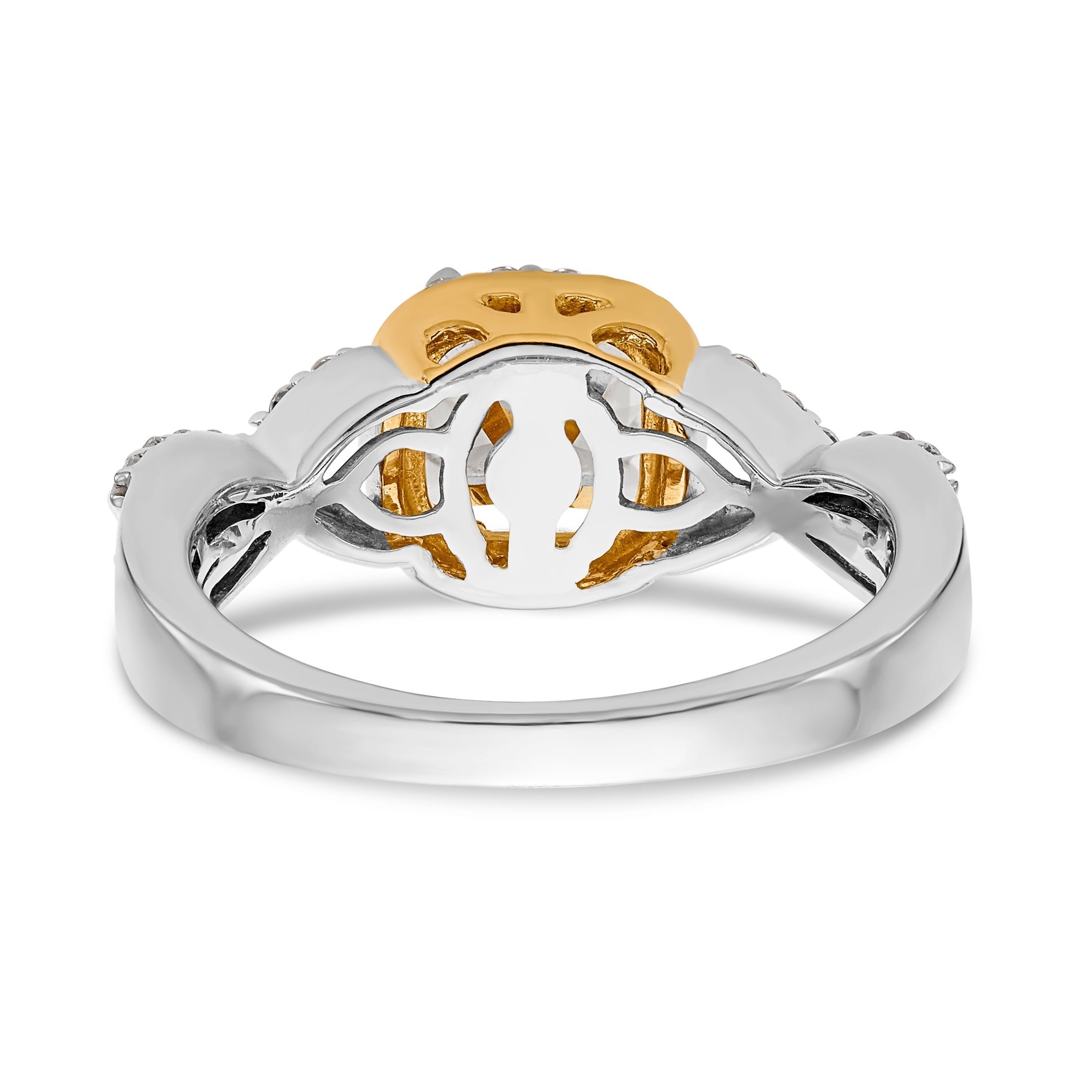 14K Verlobungsring im Halo-Design mit Zirkonia