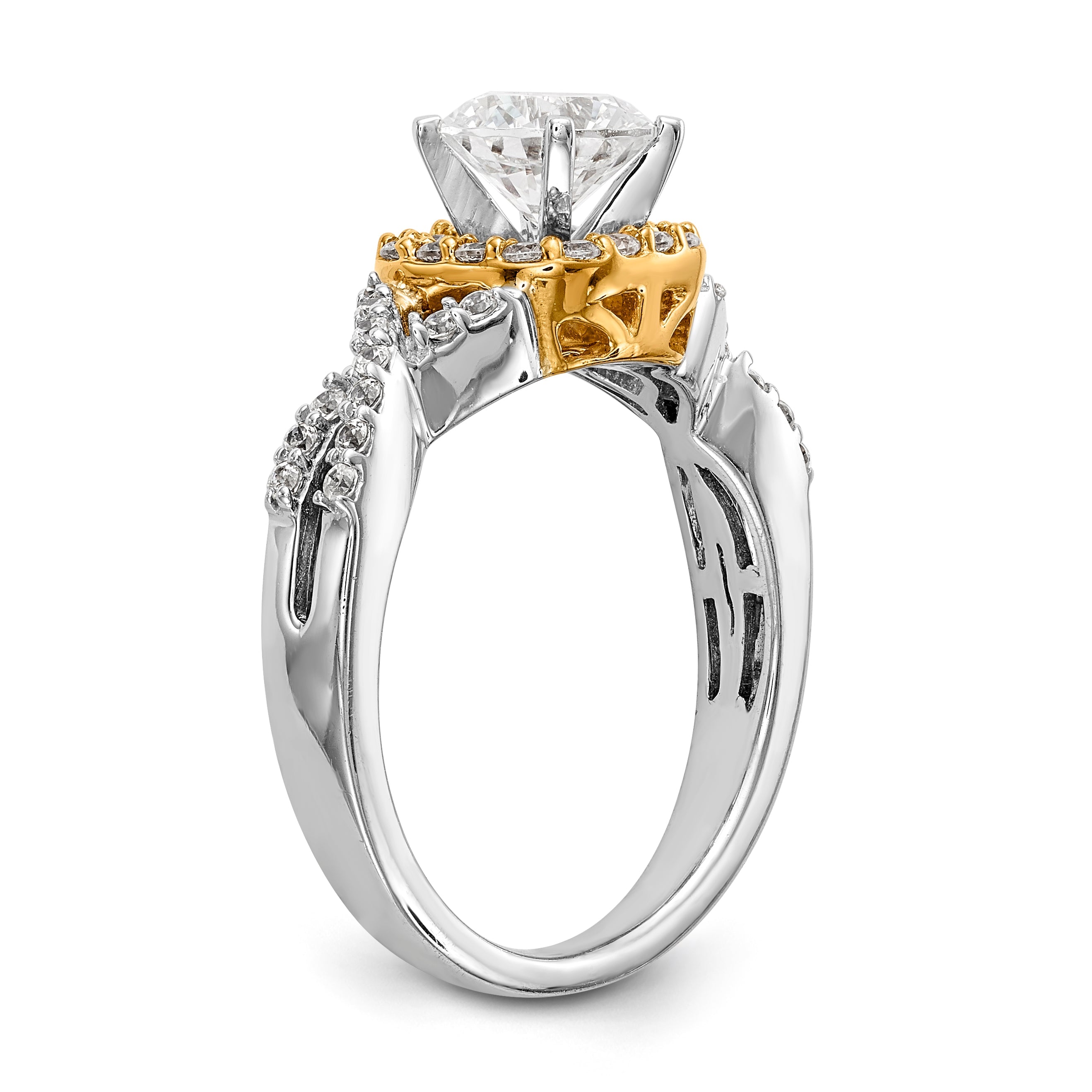 14K Verlobungsring im Halo-Design mit Zirkonia
