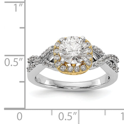 14K Verlobungsring im Halo-Design mit Zirkonia