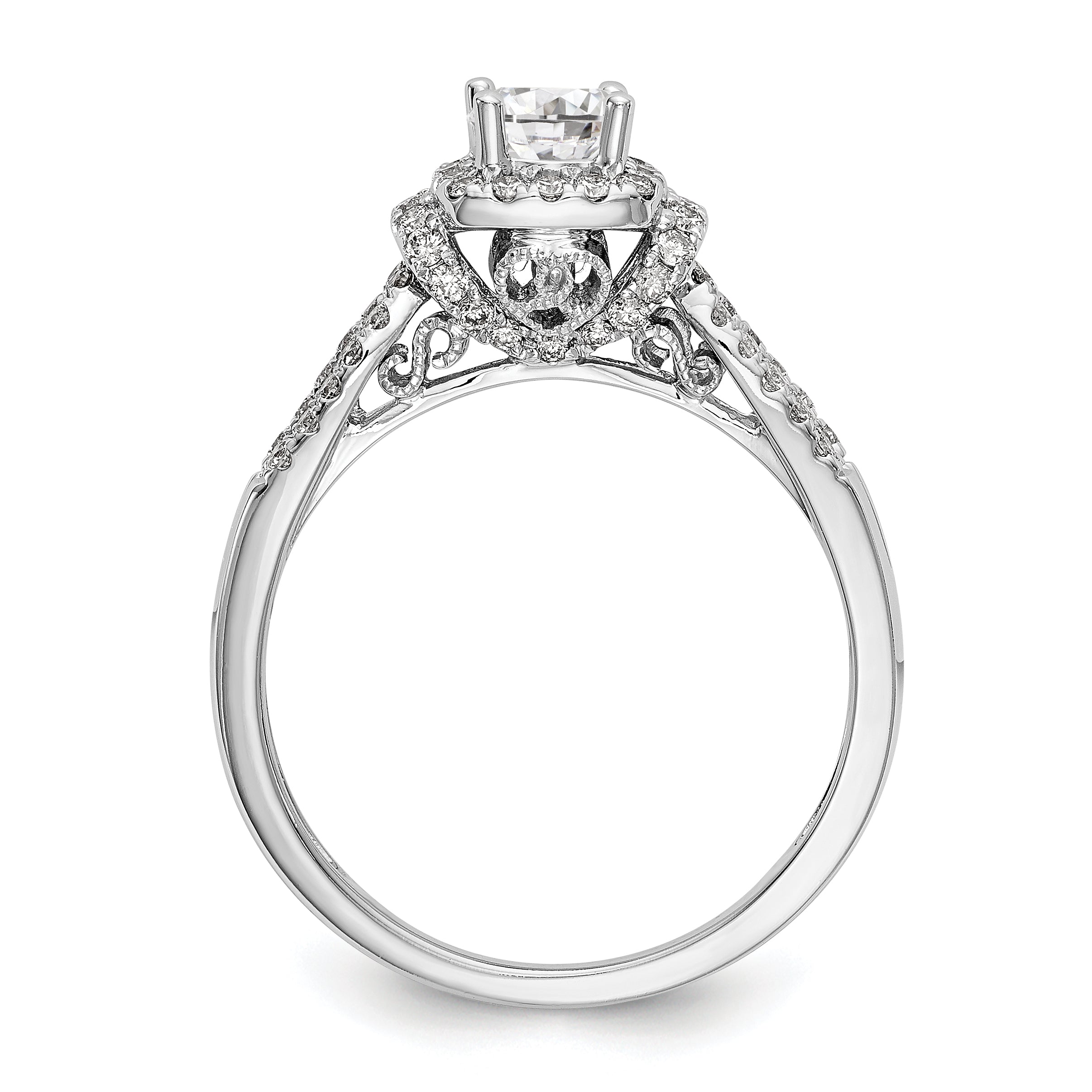 14K Weißgold Verlobungsring mit Halo aus simulierten Diamanten