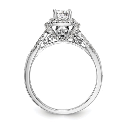 14K Weißgold Verlobungsring mit Halo aus simulierten Diamanten