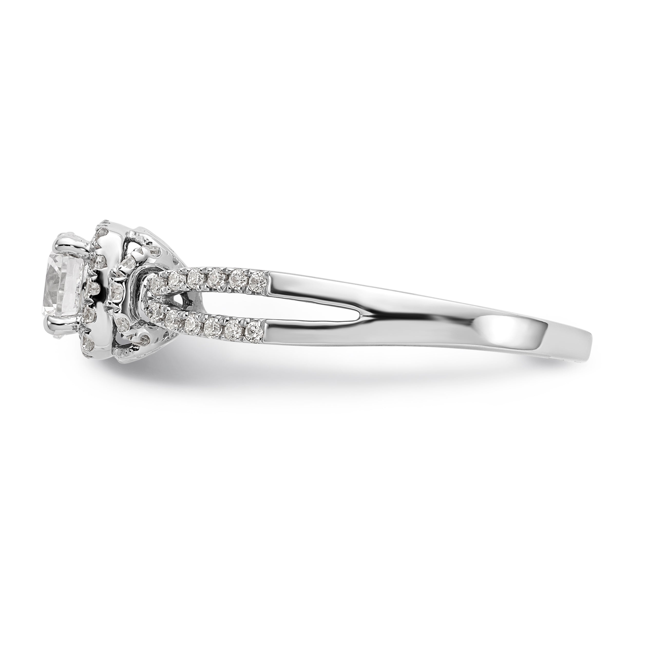 14K Weißgold Verlobungsring mit Halo aus simulierten Diamanten