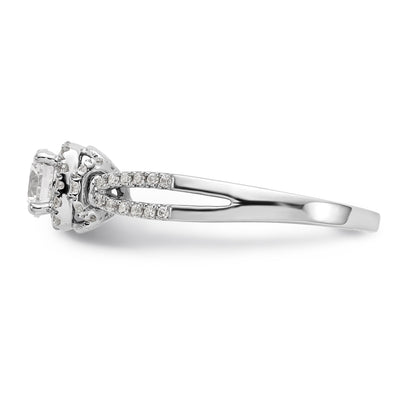 14K Weißgold Verlobungsring mit Halo aus simulierten Diamanten