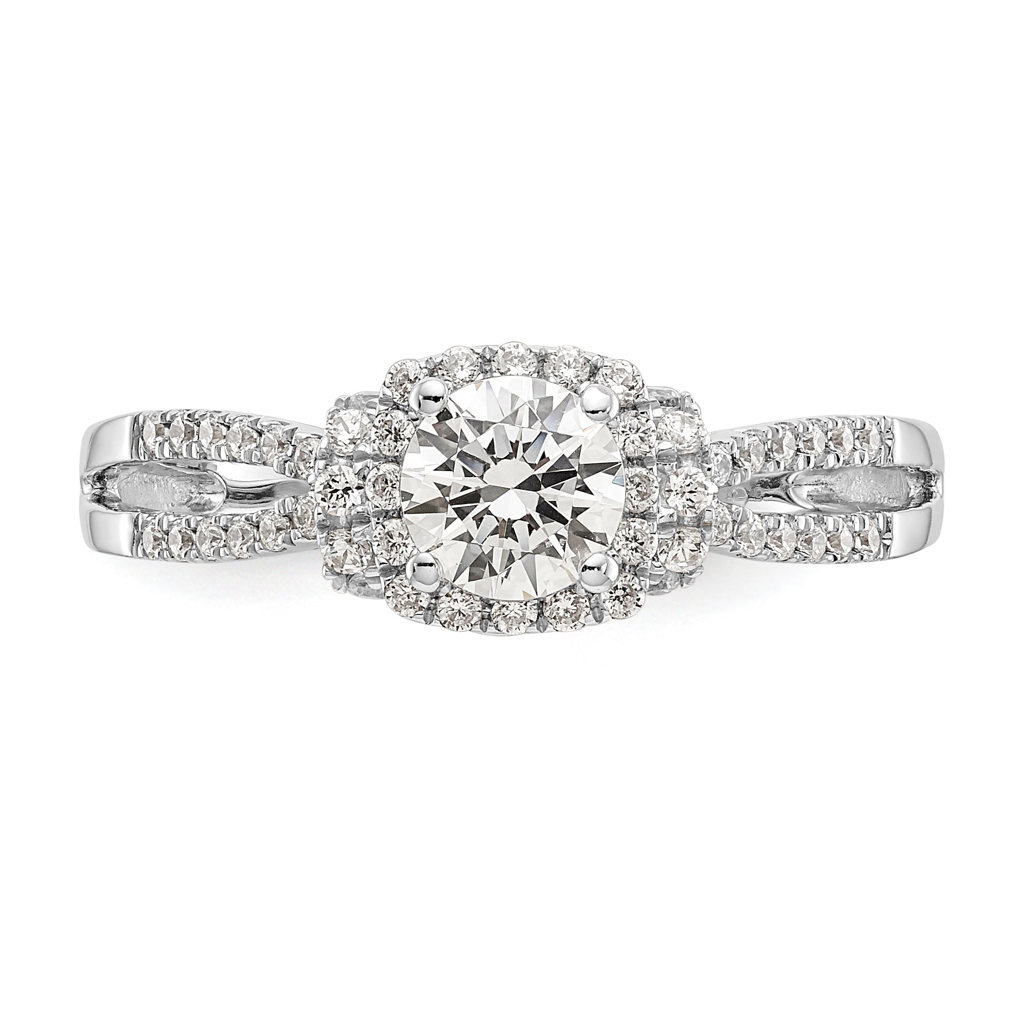 14K Weißgold Verlobungsring mit Halo aus simulierten Diamanten