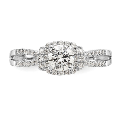 14K Weißgold Verlobungsring mit Halo aus simulierten Diamanten