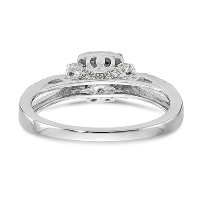 14K Weißgold Verlobungsring mit Halo aus simulierten Diamanten