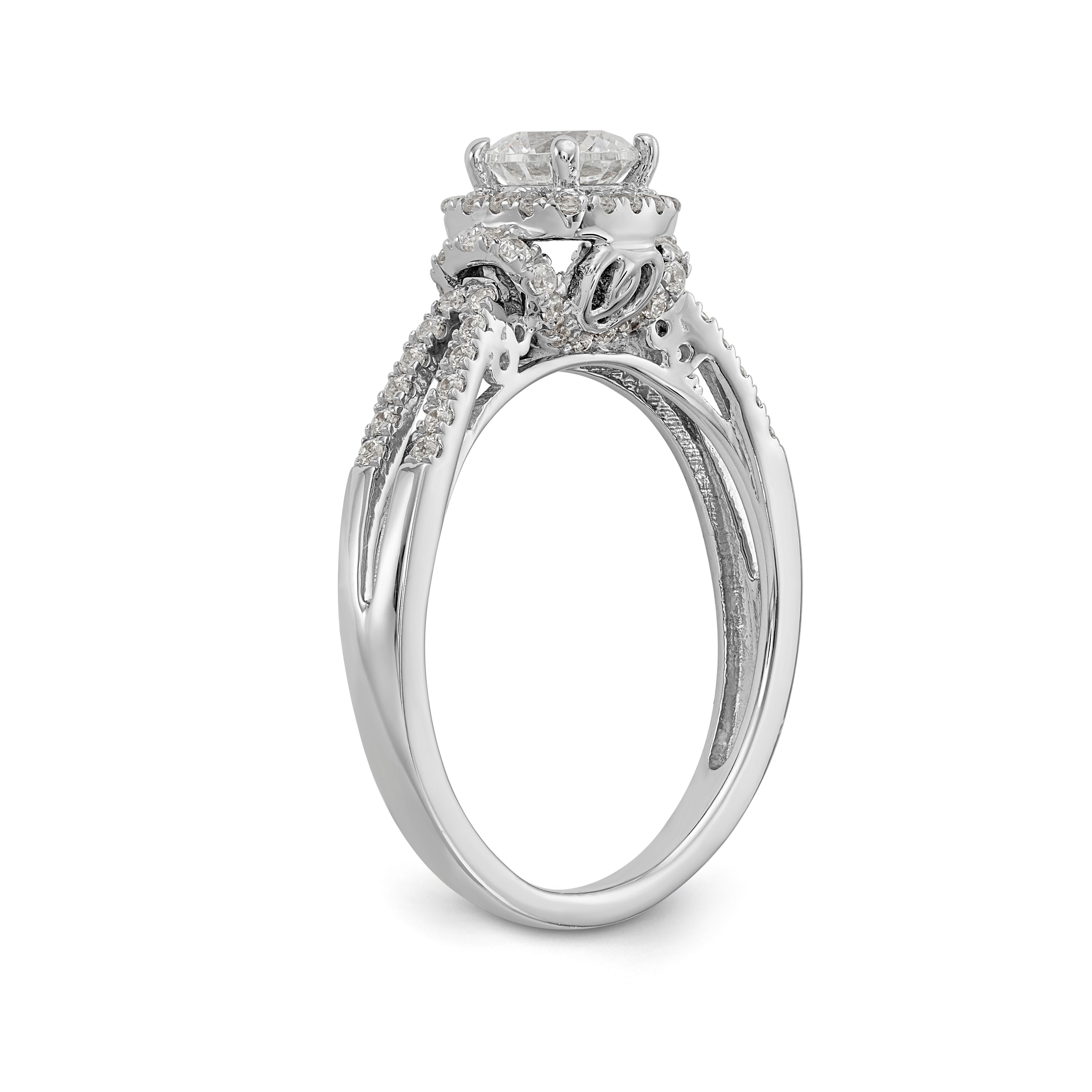 14K Weißgold Verlobungsring mit Halo aus simulierten Diamanten