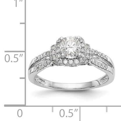 14K Weißgold Verlobungsring mit Halo aus simulierten Diamanten