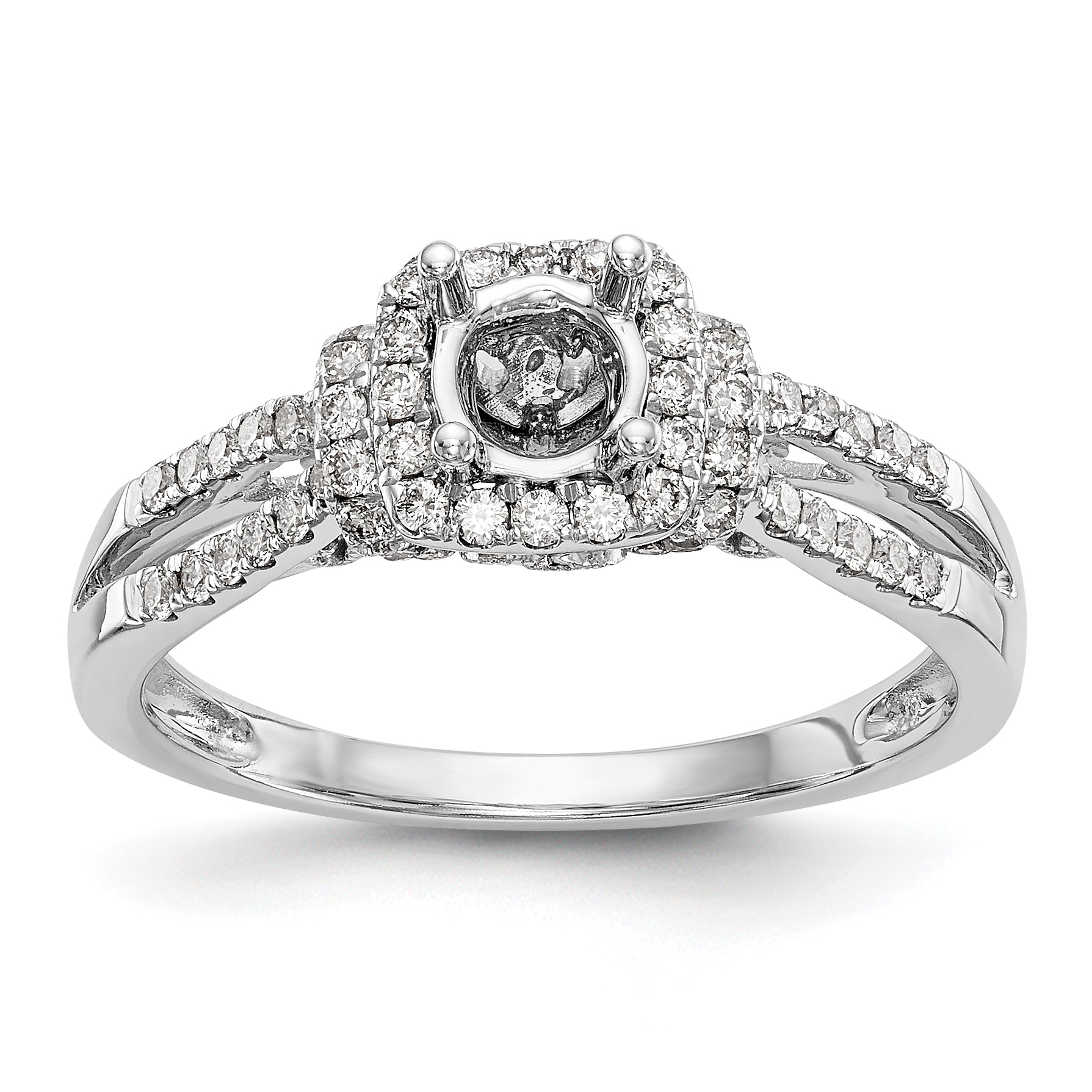 14K Weißgold Verlobungsring mit Halo aus simulierten Diamanten