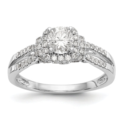 14K Weißgold Verlobungsring mit Halo aus simulierten Diamanten
