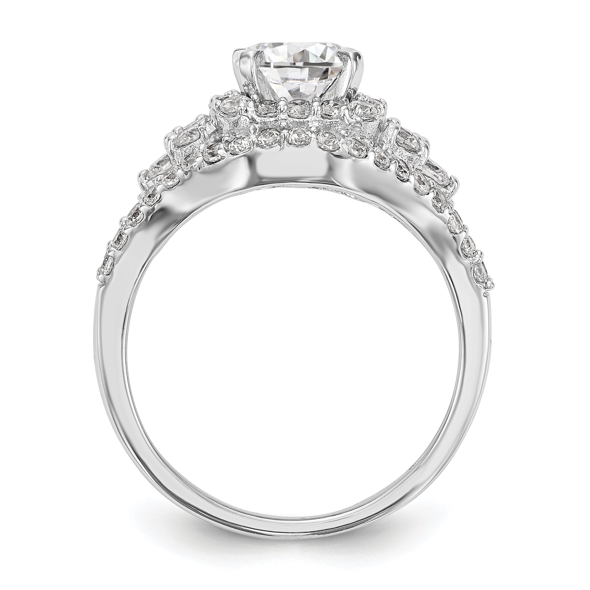 14 Karat Weißgold Verlobungsring mit Halo-Fassung und simuliertem Diamanten