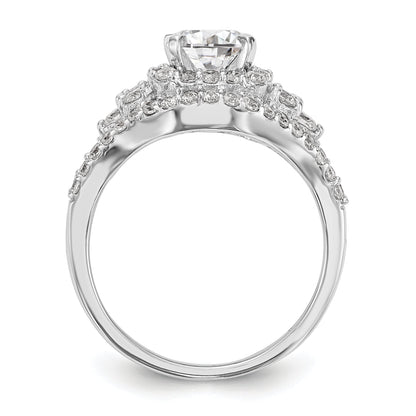 14 Karat Weißgold Verlobungsring mit Halo-Fassung und simuliertem Diamanten