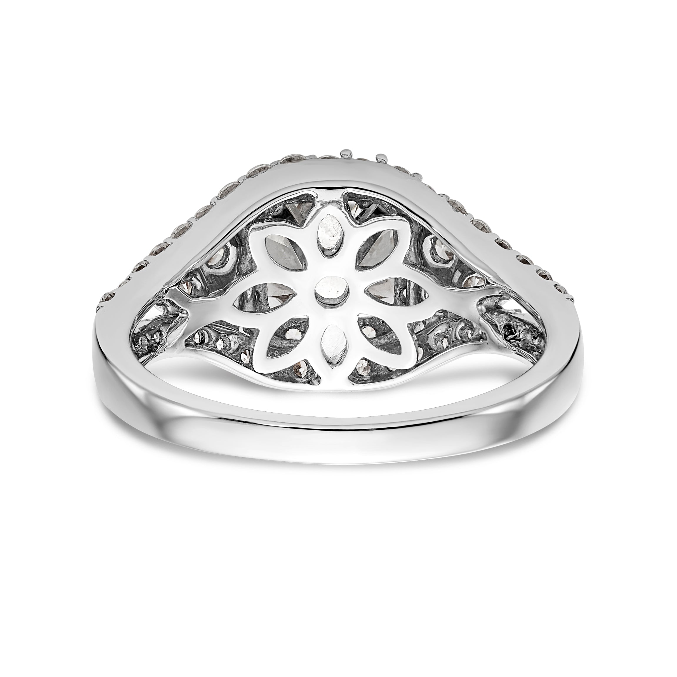 14 Karat Weißgold Verlobungsring mit Halo-Fassung und simuliertem Diamanten