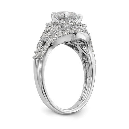 14 Karat Weißgold Verlobungsring mit Halo-Fassung und simuliertem Diamanten