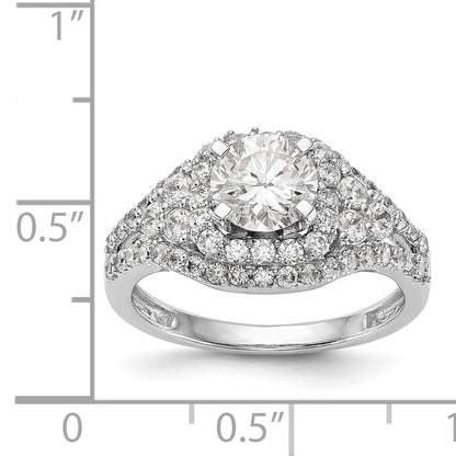 14 Karat Weißgold Verlobungsring mit Halo-Fassung und simuliertem Diamanten