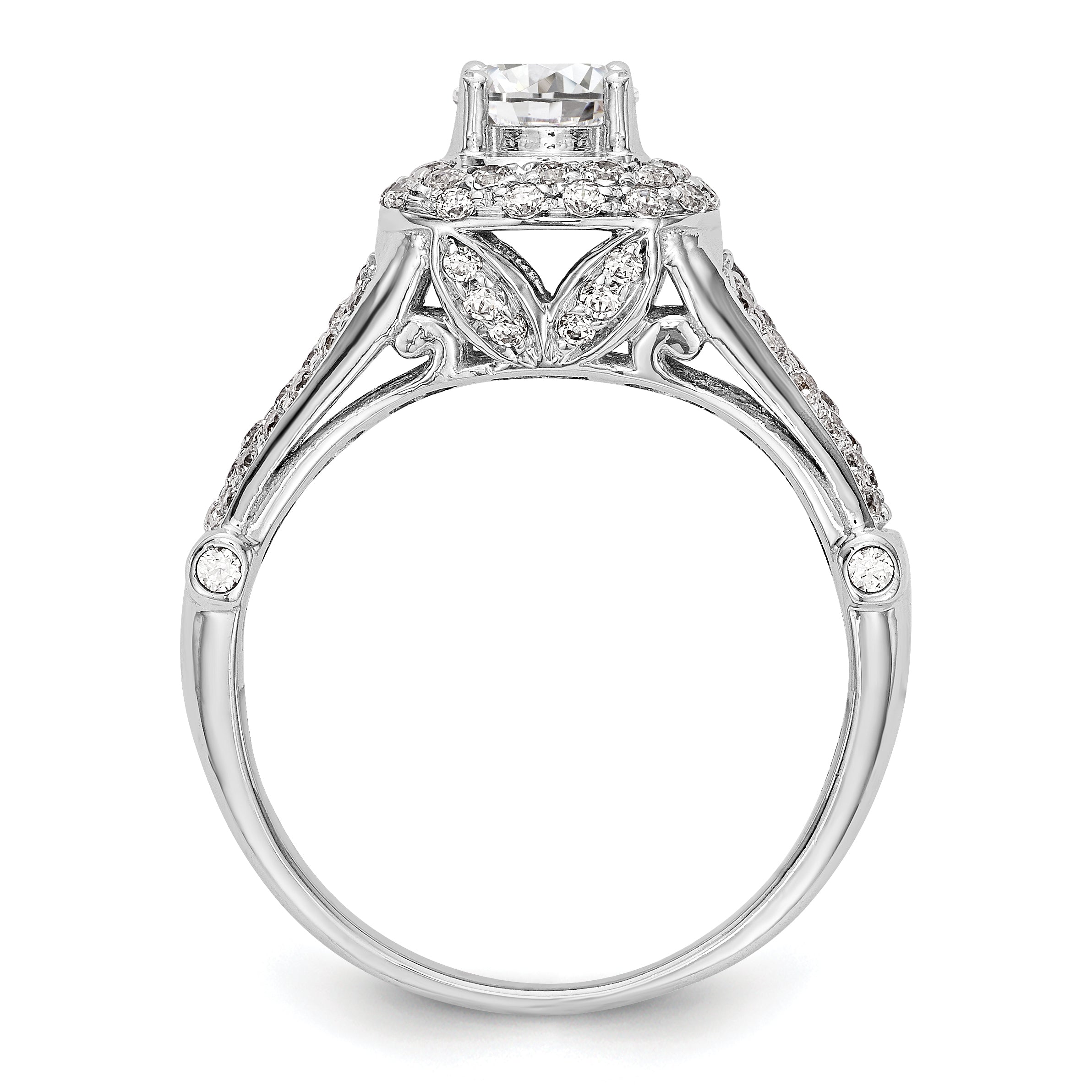 14K Weißgold Verlobungsring mit Halo aus simulierten Diamanten