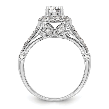 14K Weißgold Verlobungsring mit Halo aus simulierten Diamanten