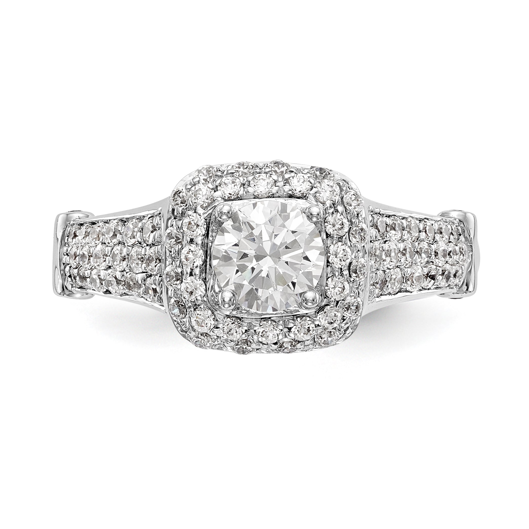 14K Weißgold Verlobungsring mit Halo aus simulierten Diamanten