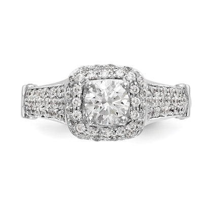 14K Weißgold Verlobungsring mit Halo aus simulierten Diamanten