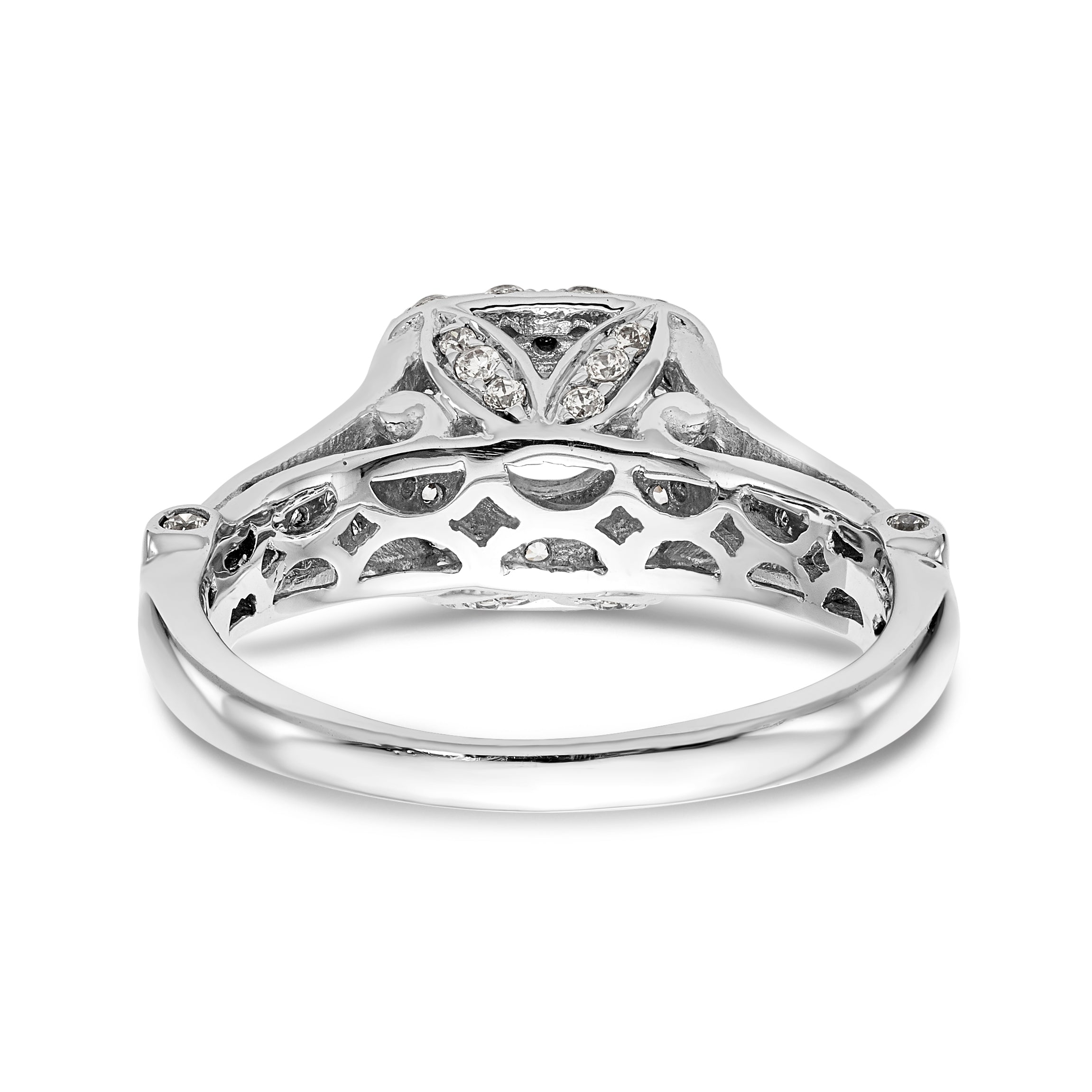 14K Weißgold Verlobungsring mit Halo aus simulierten Diamanten