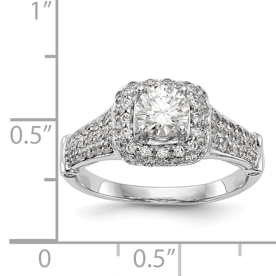 14K Weißgold Verlobungsring mit Halo aus simulierten Diamanten