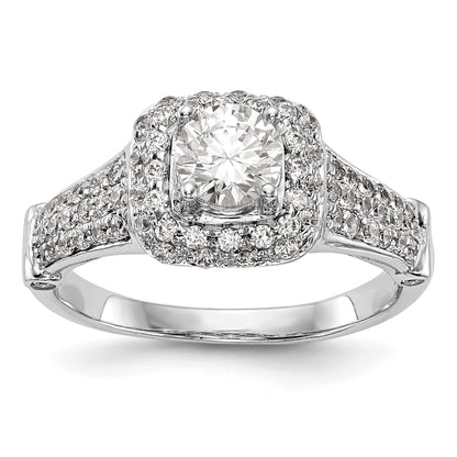 14K Weißgold Verlobungsring mit Halo aus simulierten Diamanten