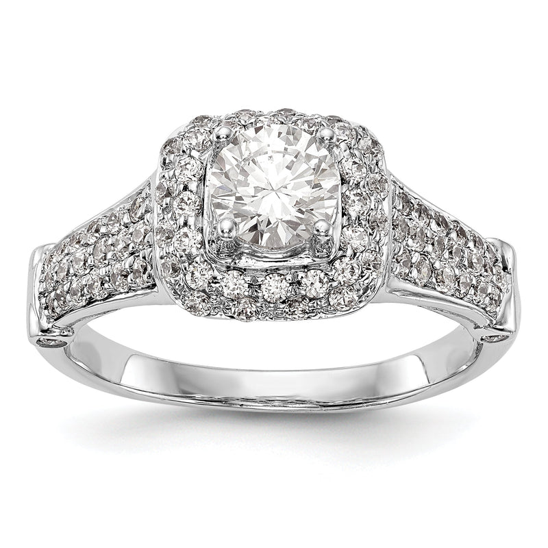 14K Weißgold Verlobungsring mit Halo aus simulierten Diamanten