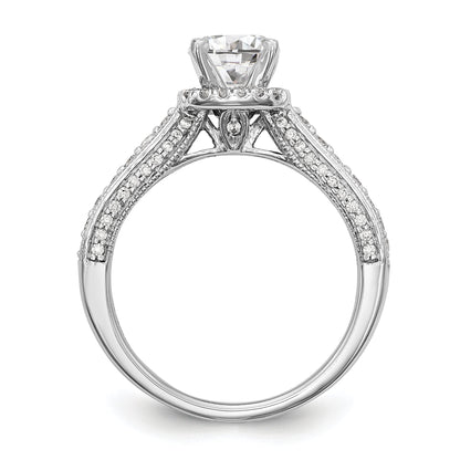 14K Weißgold Verlobungsring mit Halo und Krappenfassung, simulierter Diamant im Fancy-Schliff