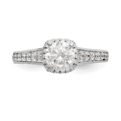 14K Weißgold Verlobungsring mit Halo und Krappenfassung, simulierter Diamant im Fancy-Schliff
